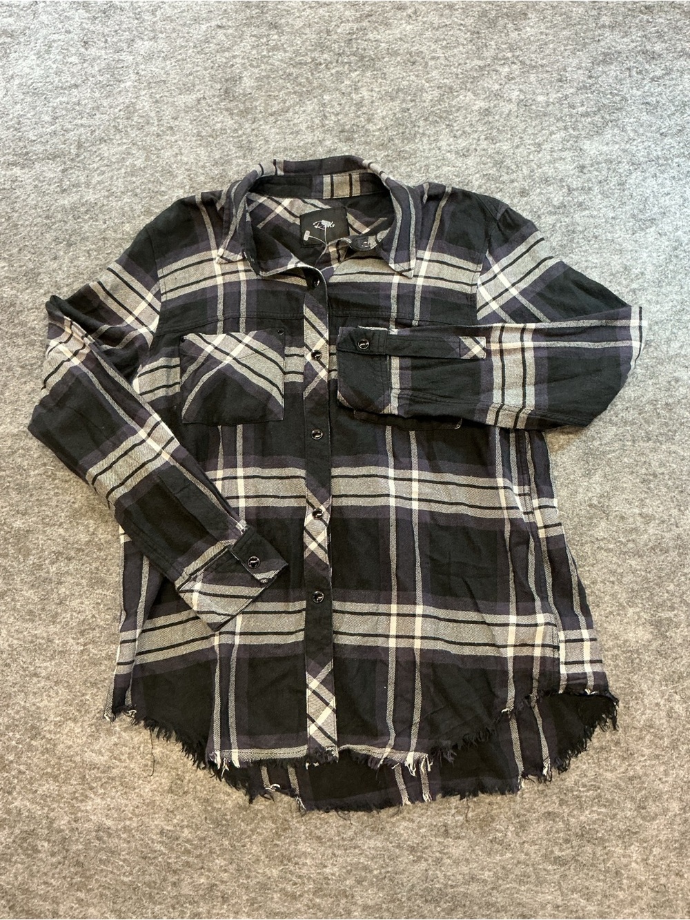 Rails Black & Cream Plaid Button-Up Shirt Size XS